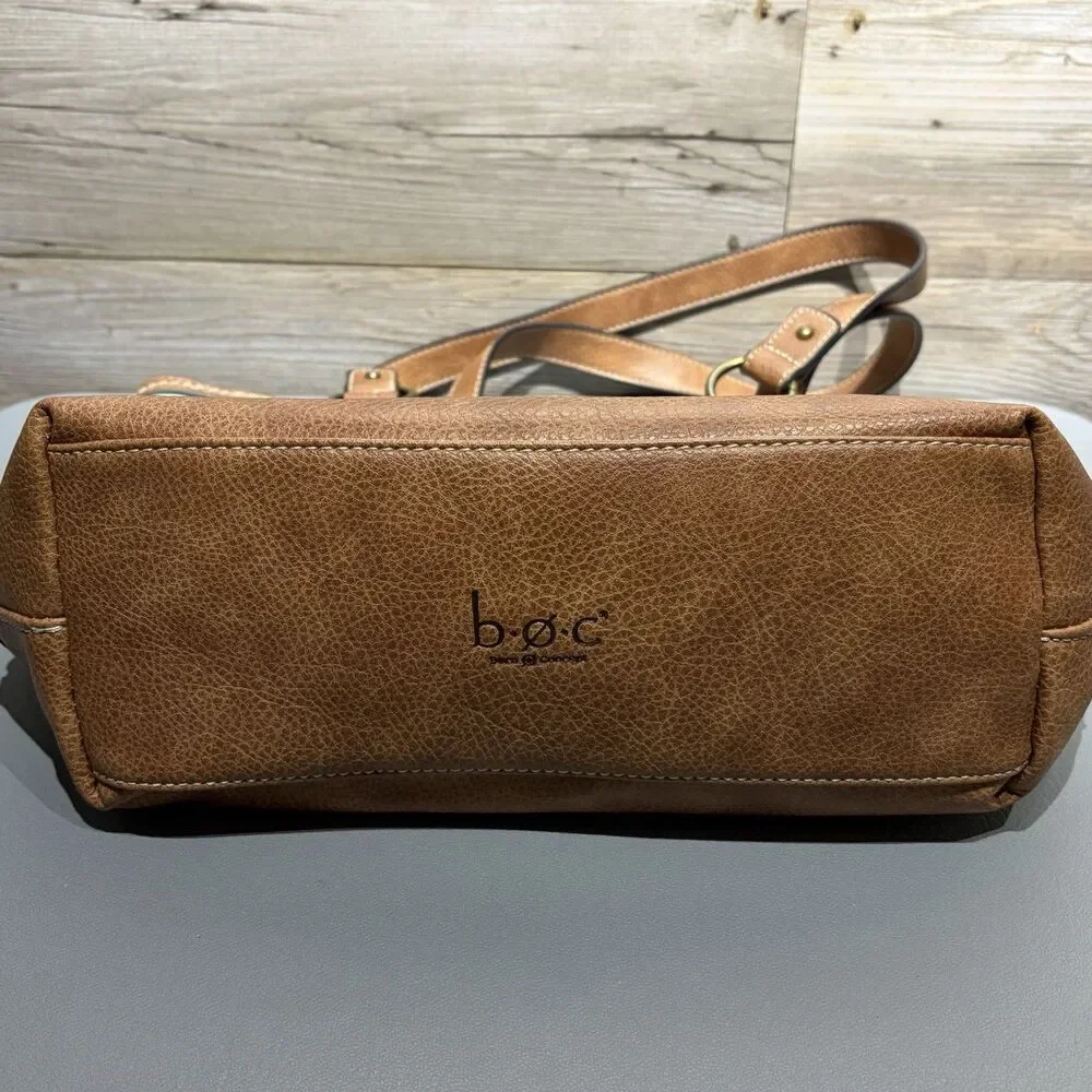 B.O.C Born Vegan Leather Vinyl Shoulder Handbag Aqua / Brown Boho Double Handle